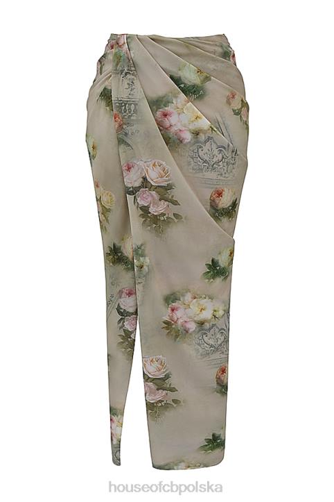 House of CB Vesper Vintage Kwiatowa Spódnica Maxi w Kolorze Niebieskim
