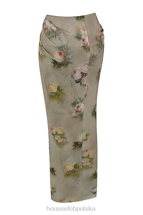 House of CB Vesper Vintage Kwiatowa Spódnica Maxi w Kolorze Niebieskim