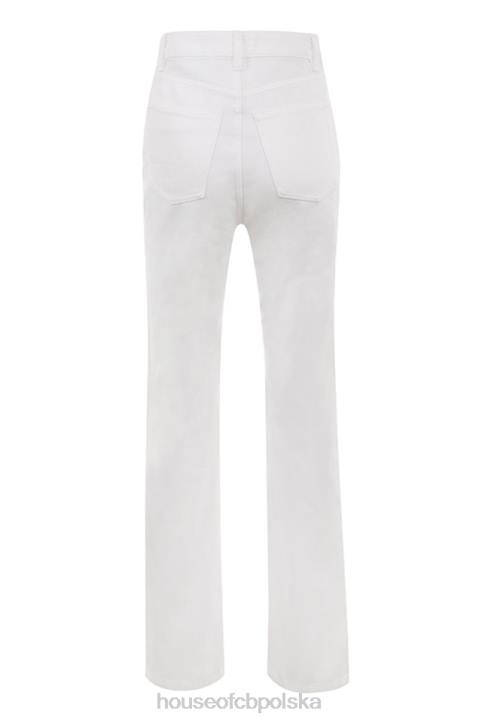 House of CB Białe Vintage Jeansy Yara Wysoki Stan Modne Odzież