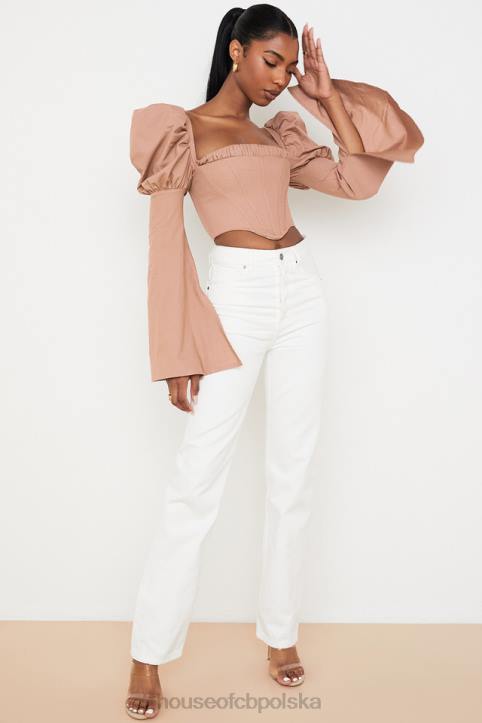 House of CB Białe Vintage Jeansy Yara Wysoki Stan Modne Odzież