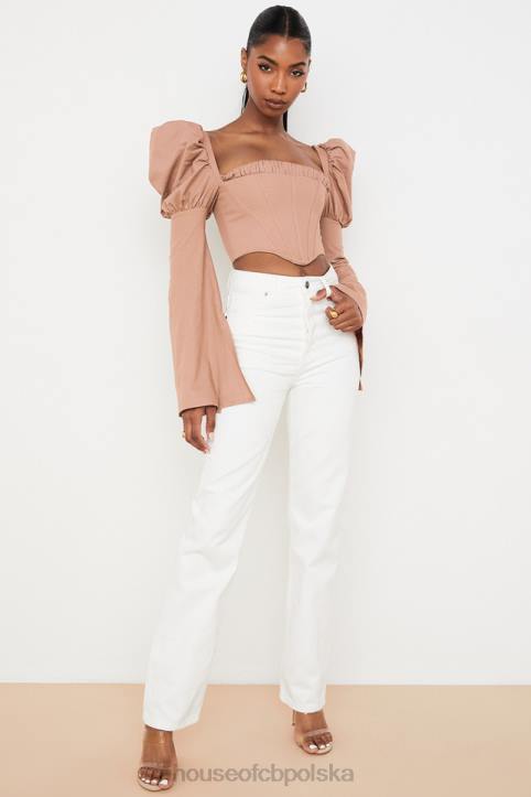 House of CB Białe Vintage Jeansy Yara Wysoki Stan Modne Odzież