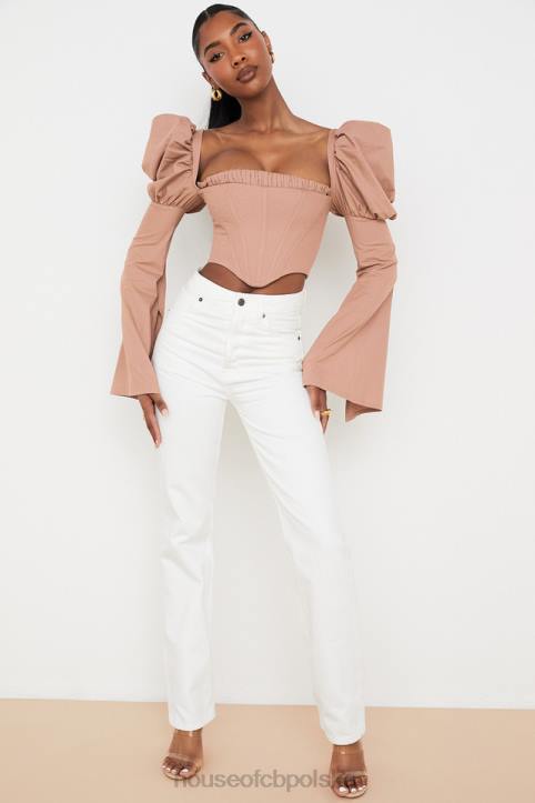House of CB Białe Vintage Jeansy Yara Wysoki Stan Modne Odzież