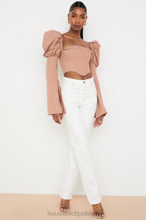 House of CB Białe Vintage Jeansy Yara Wysoki Stan Modne Odzież
