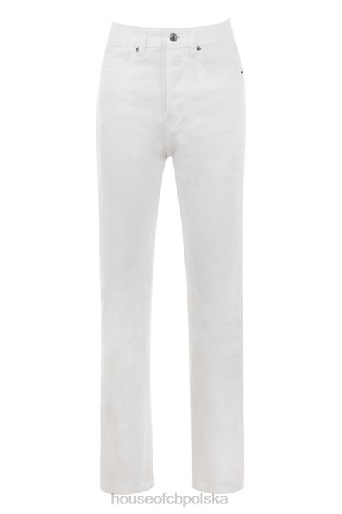 House of CB Białe Vintage Jeansy Yara Wysoki Stan Modne Odzież