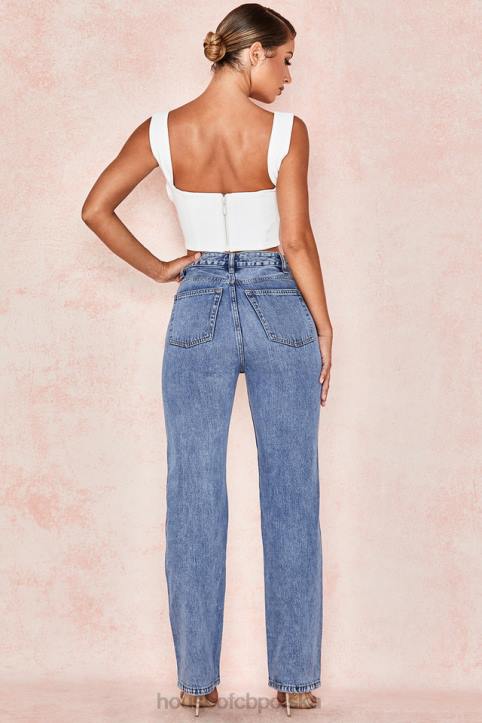 House of CB Vintage Jeansy Yara Wysoki Stan Niebieskie Must Have