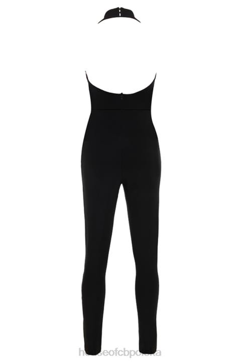 House of CB Czarny gorsetowy kombinezon bandażowy Anaise Modny Stylowy Look
