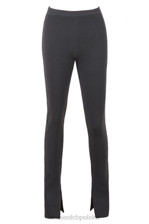 House of CB Ciemnoszare Prążkowane Legginsy Mitzi Modne i Wygodne