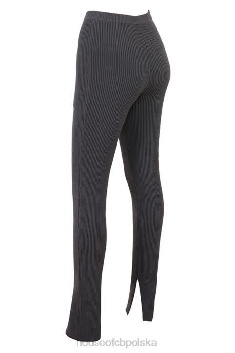 House of CB Ciemnoszare Prążkowane Legginsy Mitzi Modne i Wygodne
