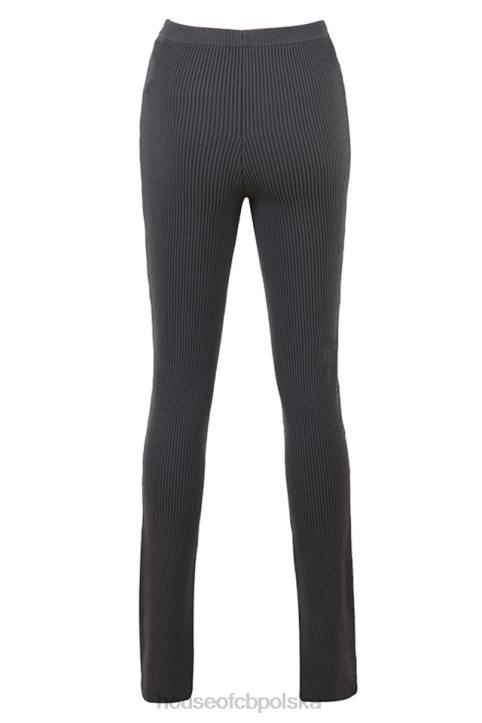 House of CB Ciemnoszare Prążkowane Legginsy Mitzi Modne i Wygodne