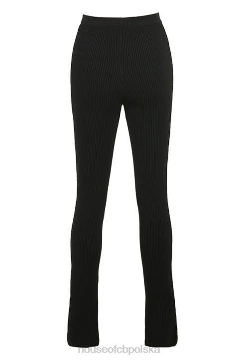 House of CB Czarne prążkowane legginsy Mitzi stylowe i wygodne