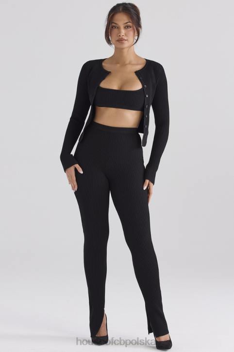 House of CB Czarne prążkowane legginsy Mitzi stylowe i wygodne