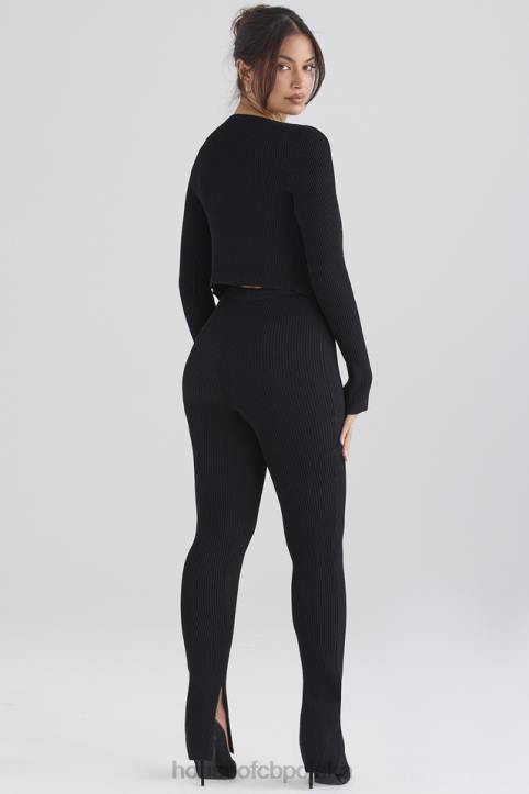 House of CB Czarne prążkowane legginsy Mitzi stylowe i wygodne