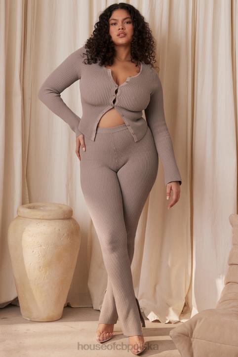 House of CB Ciemnoszare Legginsy Prążkowane Mitzi Idealne na Każdą Okazję