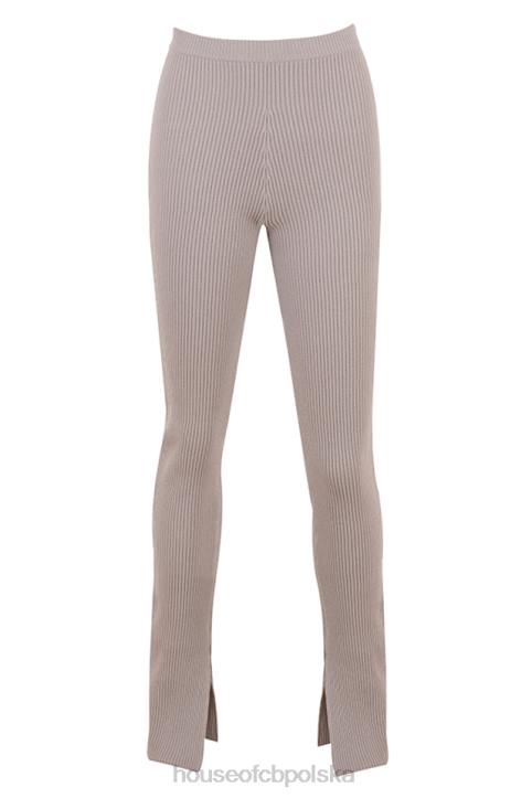 House of CB Ciemnoszare Legginsy Prążkowane Mitzi Idealne na Każdą Okazję