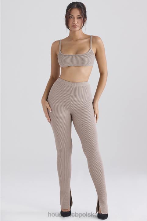 House of CB Ciemnoszare Legginsy Prążkowane Mitzi Idealne na Każdą Okazję