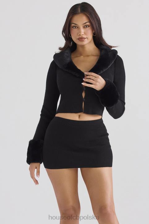 House of CB Czarna Mini Spódniczka Avril Kaszmirowa Elegancja