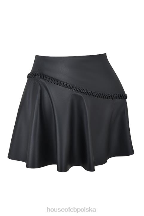 House of CB Czarna mini spódniczka ze skóry wegańskiej modny styl 2023