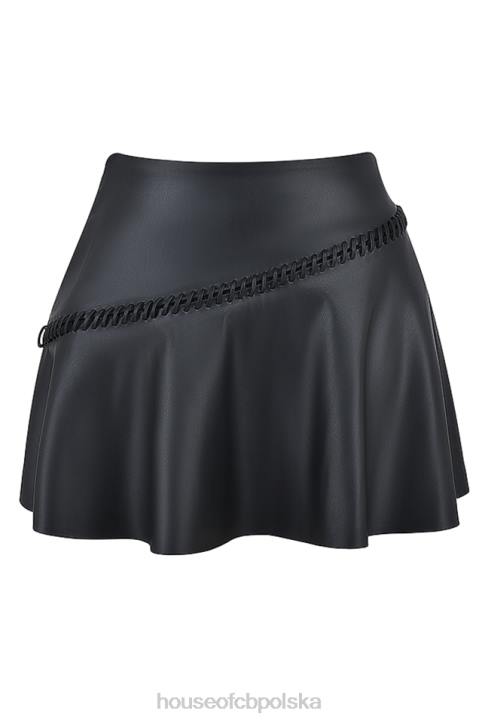 House of CB Czarna mini spódniczka ze skóry wegańskiej modny styl 2023