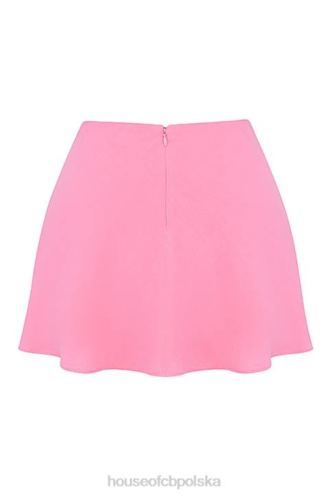 House of CB Różowa Zwiewna Mini Spódniczka Francuska Stylowa