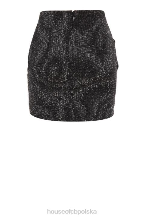 House of CB Marta Czarna drapowana mini spódniczka elegancka modna odzież