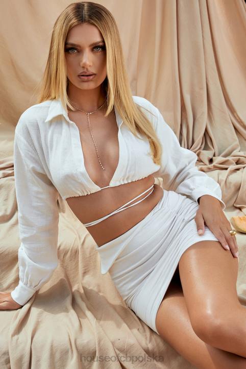 House of CB Mini spódniczka Emmy złamana biel modny styl