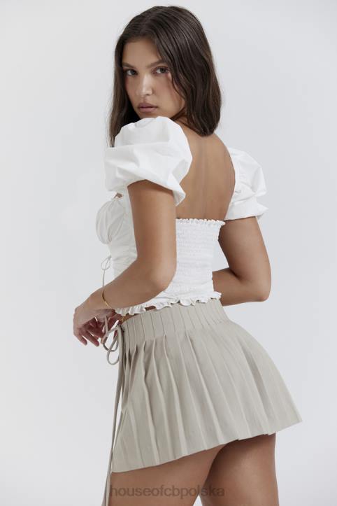 House of CB Plisowana mini spódniczka kamienna Tatum modna odzież na każdą okazję