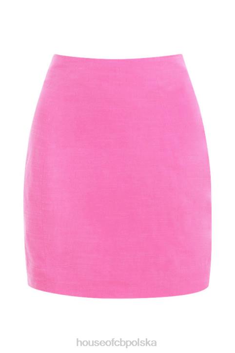 House of CB Różowa lniana mini spódniczka Sadie Stylowa i Elegancka