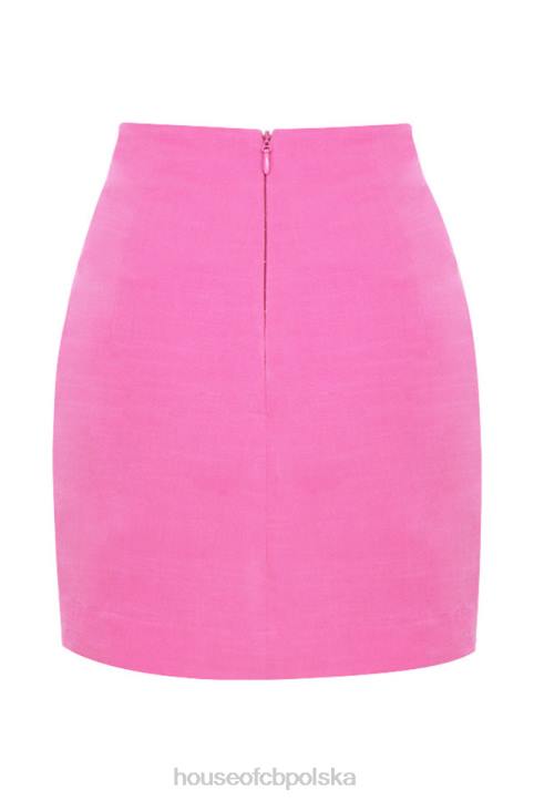 House of CB Różowa lniana mini spódniczka Sadie Stylowa i Elegancka