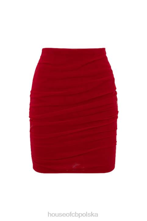 House of CB Czerwony Tiulowy Mini Spódniczka Rosita Modny Styl