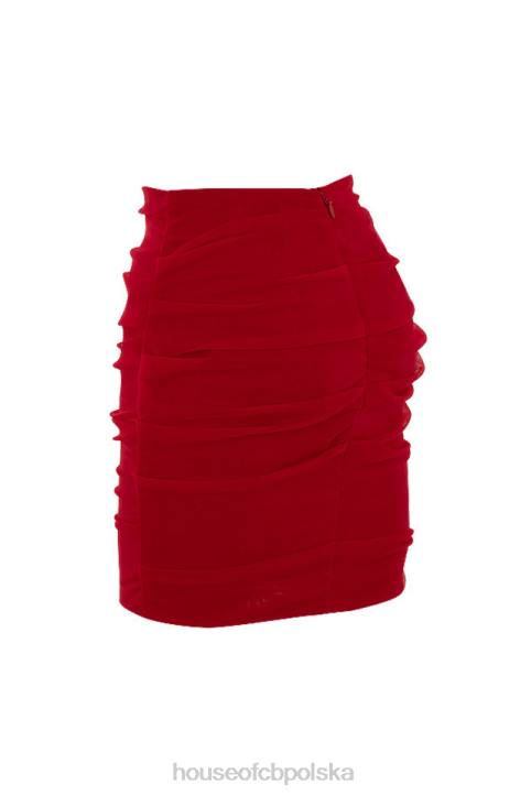 House of CB Czerwony Tiulowy Mini Spódniczka Rosita Modny Styl
