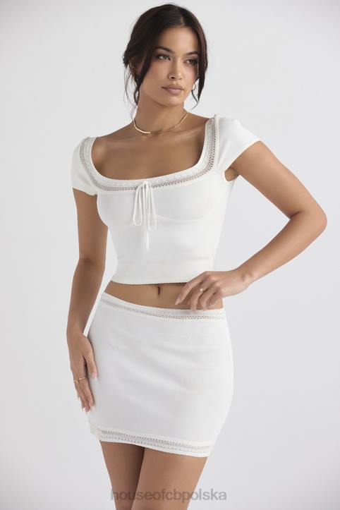 House of CB Elegancka mini spódniczka z dzianiny w kolorze kości słoniowej