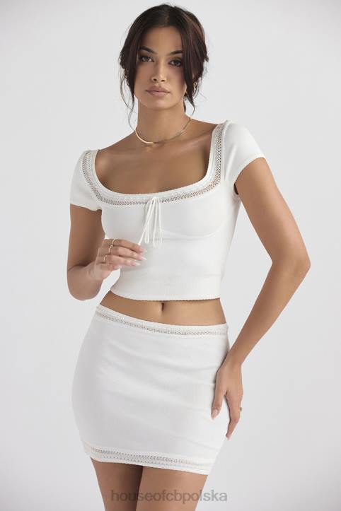 House of CB Elegancka mini spódniczka z dzianiny w kolorze kości słoniowej