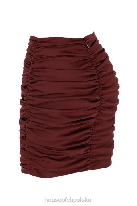 House of CB Mini Spódniczka Keeley Raisin Zmarszczenia Modna Odzież