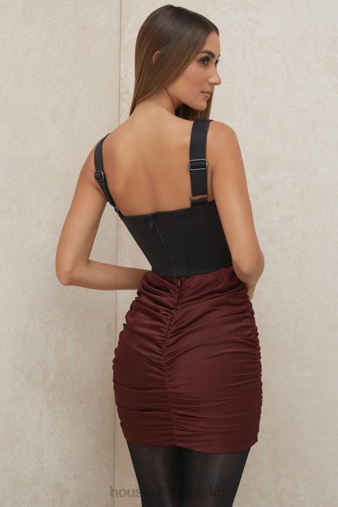 House of CB Mini Spódniczka Keeley Raisin Zmarszczenia Modna Odzież