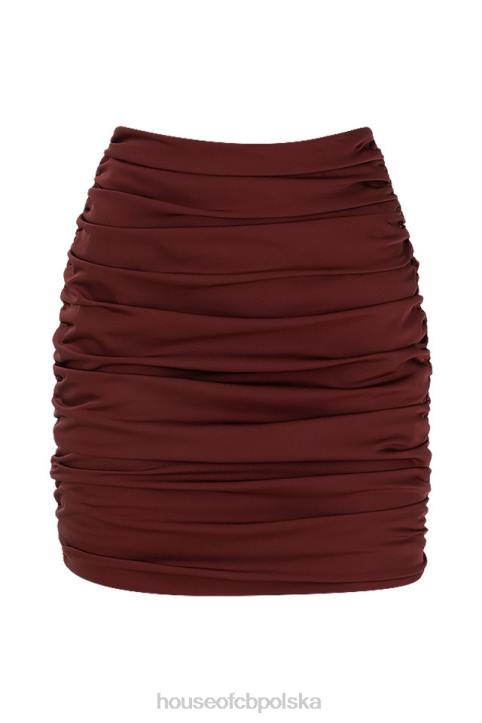 House of CB Mini Spódniczka Keeley Raisin Zmarszczenia Modna Odzież