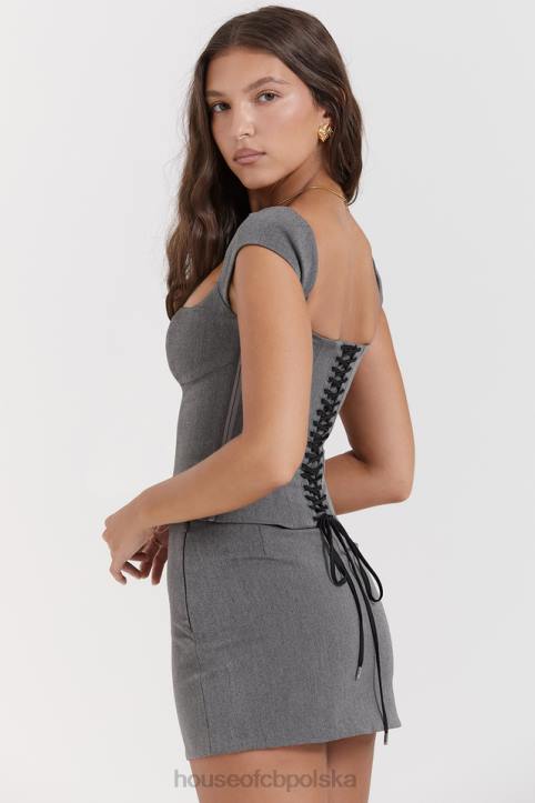 House of CB Mini Spódnica A Szara Jasaminowa Trendy Moda