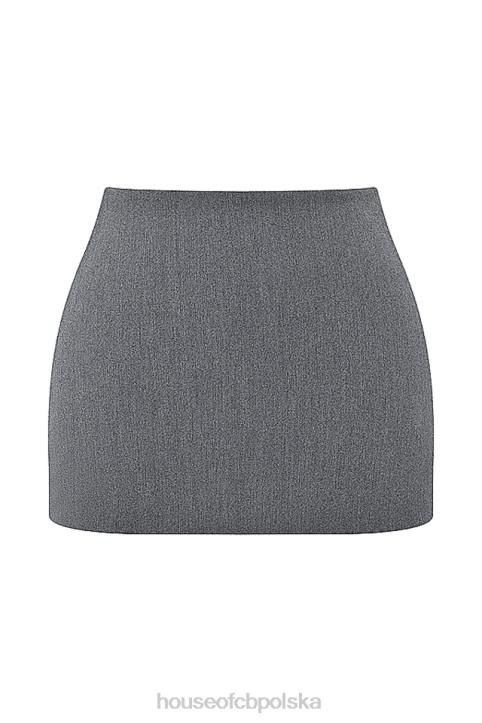 House of CB Mini Spódnica A Szara Jasaminowa Trendy Moda