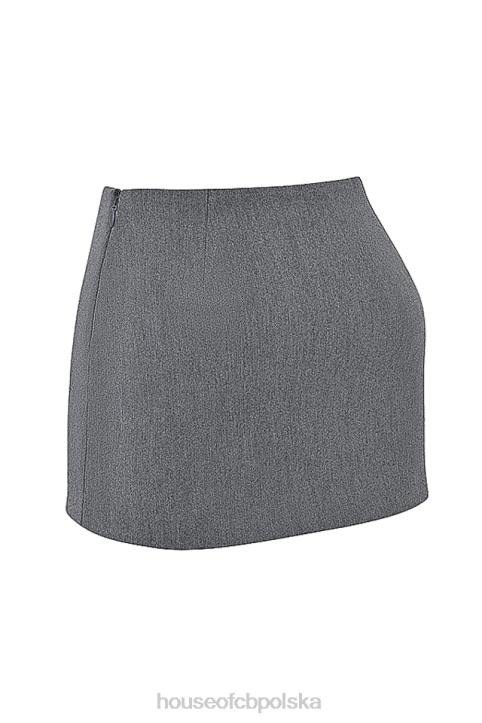 House of CB Mini Spódnica A Szara Jasaminowa Trendy Moda