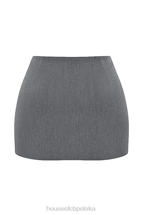 House of CB Mini Spódnica A Szara Jasaminowa Trendy Moda