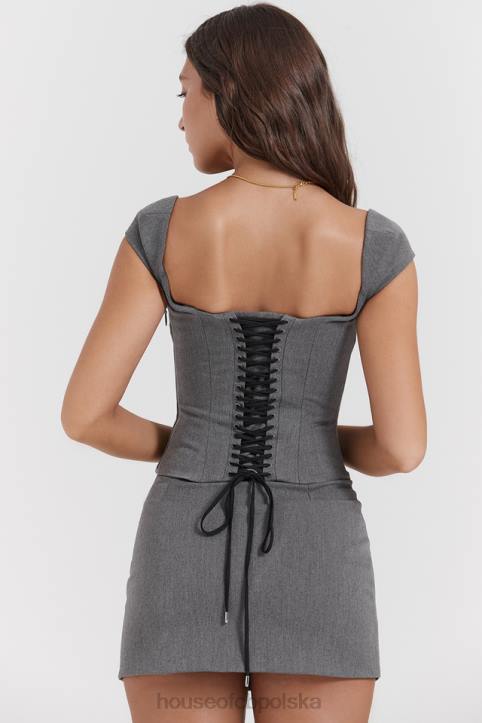 House of CB Mini Spódnica A Szara Jasaminowa Trendy Moda