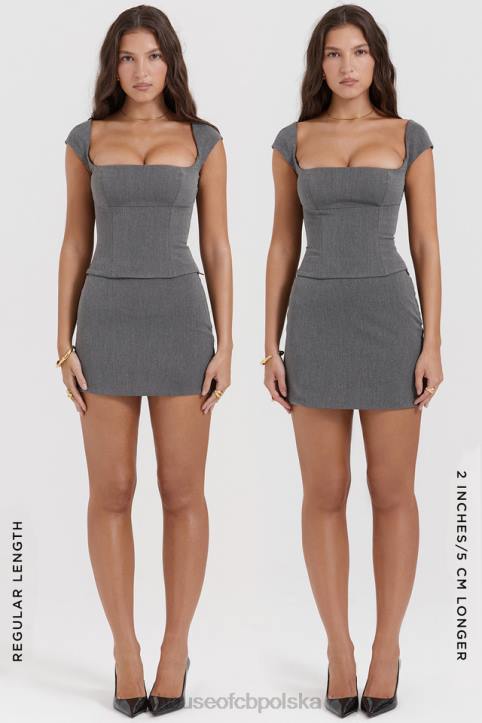 House of CB Mini Spódnica A Szara Jasaminowa Trendy Moda
