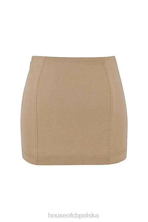 House of CB Beżowa Mini Spódniczka Wyszczuplająca Nisha 4PND927 Modna Odzież