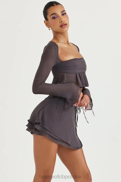 House of CB Zwiewna Mini Spódnica Clarice Shadow Trendy Modne Odzież