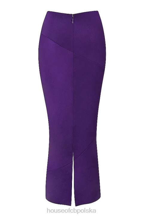 House of CB Midi Spódnica Satynowa Winogronowa Colette Trendy Odzież Damska
