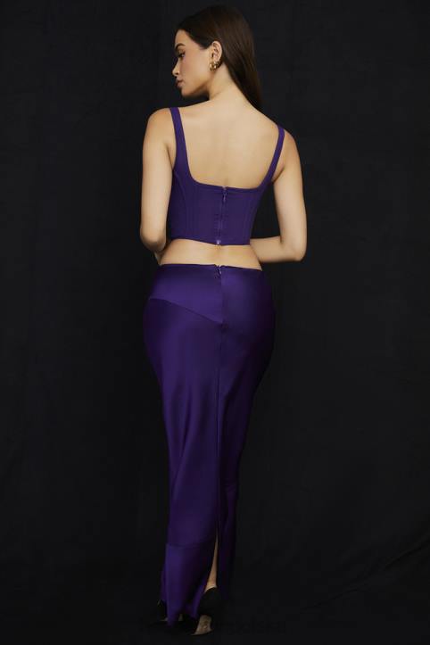 House of CB Midi Spódnica Satynowa Winogronowa Colette Trendy Odzież Damska