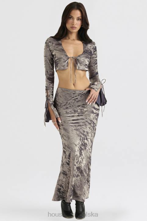 House of CB Midi Spódnica Clara Pewter Elegancka Moda Kobieca