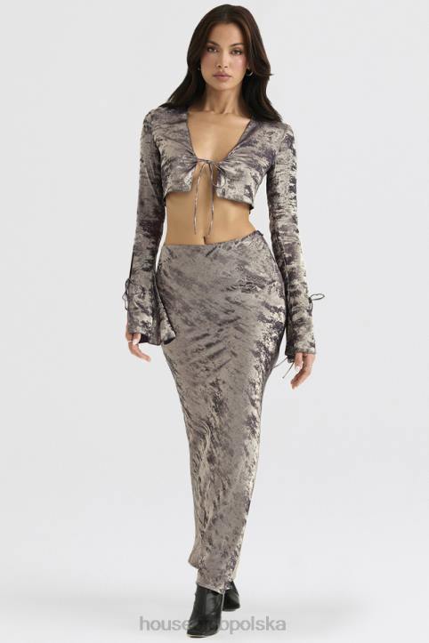 House of CB Midi Spódnica Clara Pewter Elegancka Moda Kobieca