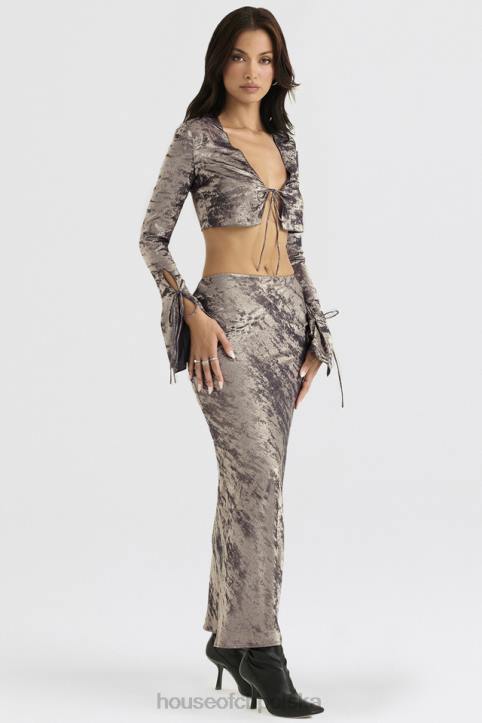 House of CB Midi Spódnica Clara Pewter Elegancka Moda Kobieca