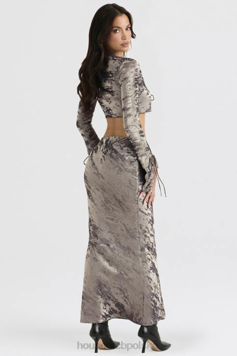 House of CB Midi Spódnica Clara Pewter Elegancka Moda Kobieca
