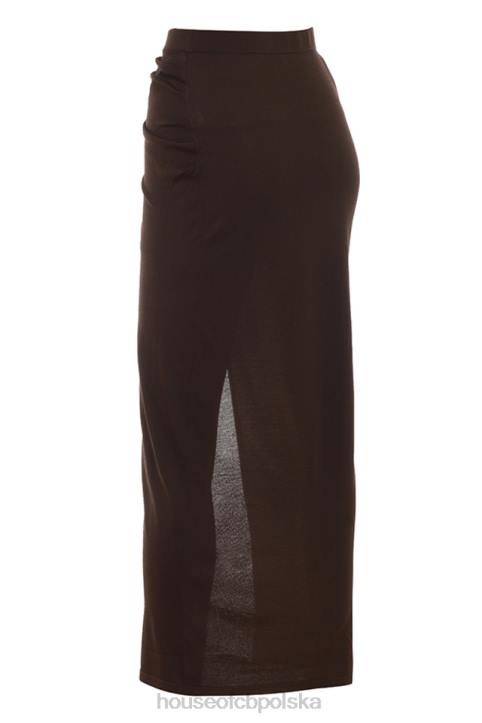 House of CB Midi Spódnica Dzianinowa Espresso Lilas Modna Odzież